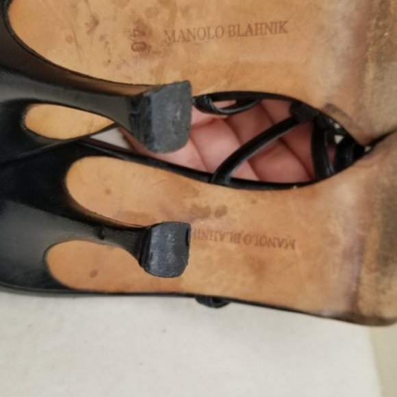 Manolo Blahnik Black Strappy Heels - Picture 3 of 10